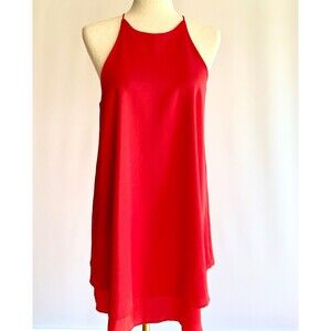 Fab'rik red shift mini dress with button-back closure detailing, size M medium